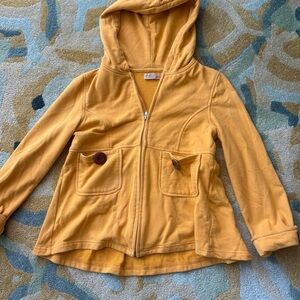 Piko 1988 Women’s mustard yellow, peacoat-style full-zip hoodie 3/4 sleeve